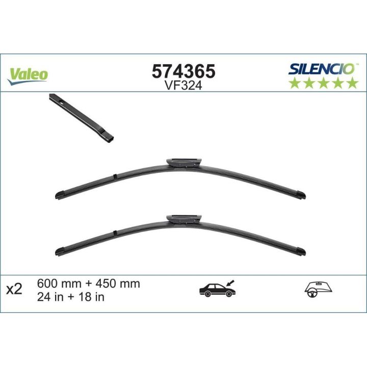 Silecek Seti X-TREM Flat Blade 600-450 MM Renault Megane II İçin - VALEO 574365