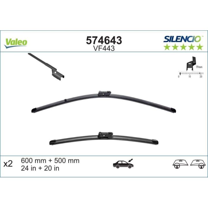 Silecek Süpürgesi Silencio X-TRM Flat Blade Audi A5 S5 İçin (600+500mm) - VALEO 574643