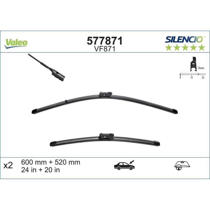 Silecek Süpürgesi Silencio X-TRM Flat Blade Audi TT İçin (2014-) (650+520 MM) - VALEO 577871