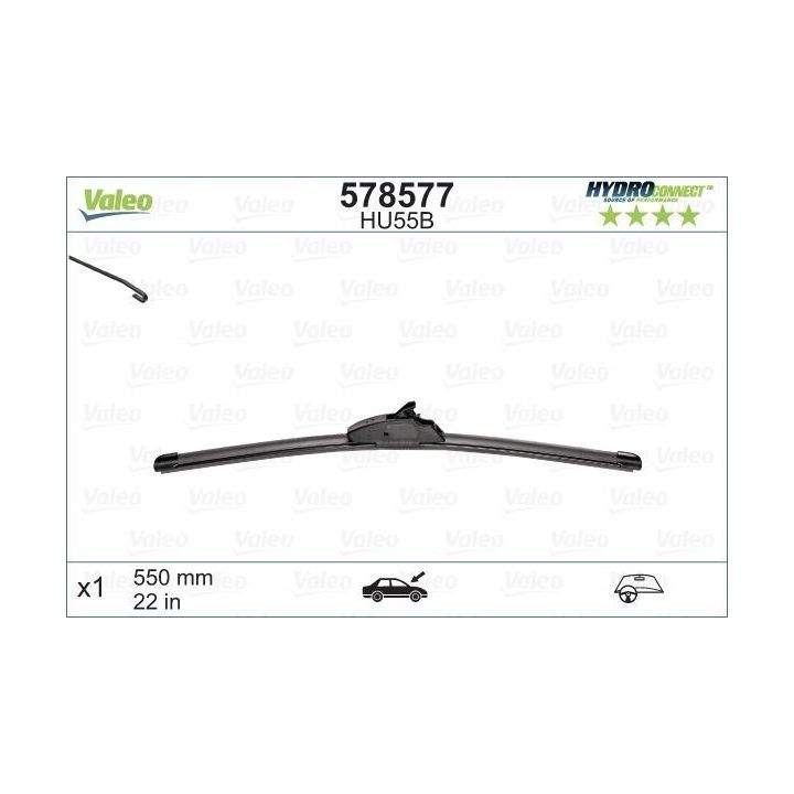 Muz Tipi Silecek Süpürgesi 550 MM Hydroconnect Çoklu Bağlantı HU55B - VALEO 578577