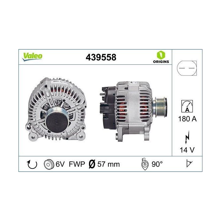 Alternatör 180A Volkswagen Passat 2.0 TDI Crafter 2.5 TDI (2005-) - VALEO 439558