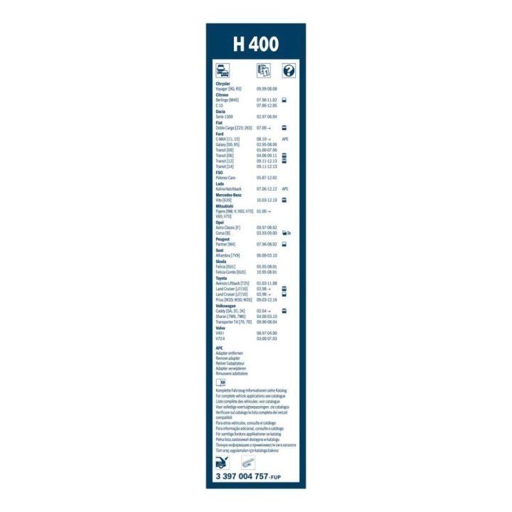 Arka Cam Sileceği Twin 400 mm Renault Clio Peugeot Partner İçin (1990-2002) - BOSCH 3397004757
