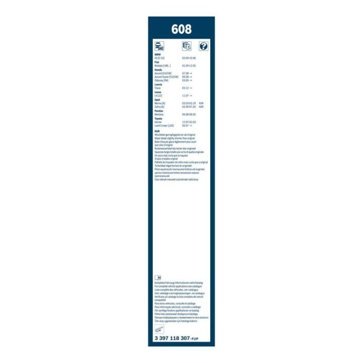 Twin Silecek Seti Opel Zafira Meriva İçin 600/550 MM (1999-) - BOSCH 3397118307