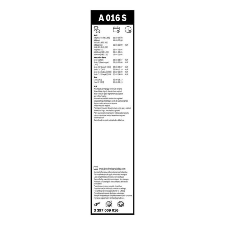 Bosch Silecek Seti 3397009016 AUDI MERCEDES-BENZ SEAT