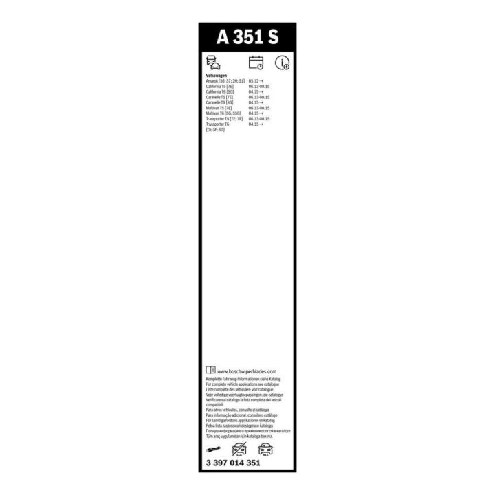 Bosch Silecek Tespiti VW Transporter T5, T6, T6.1, Amarok (2009-) - Bosch 3397014351