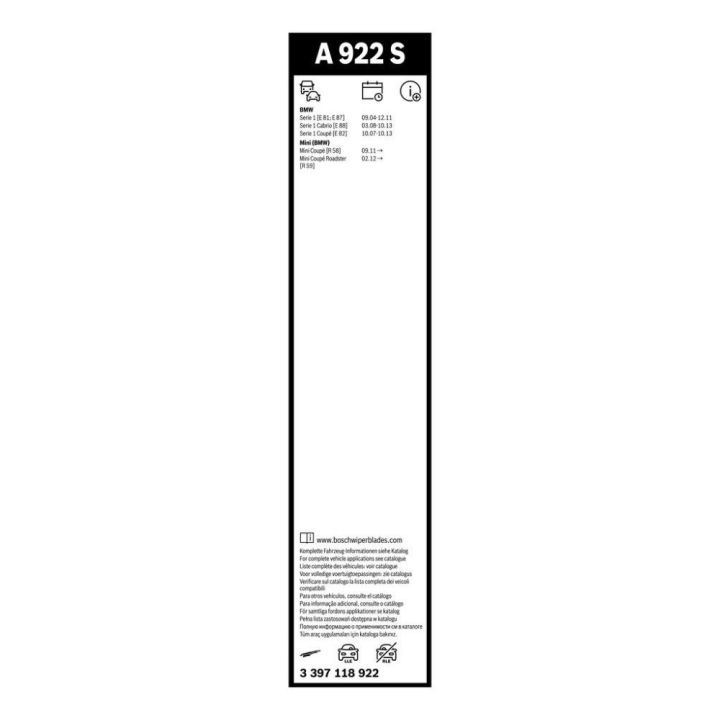 Aerotwin Silecek Seti 1 Serisi İçin 500/500MM (2004-2011) - A922S BOSCH 3397118922