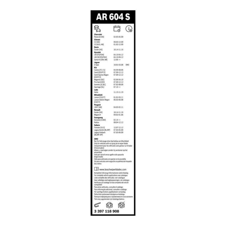 Silecek Süpürgesi Aerotwin Retro Ön Takım 600-450mm Chevrolet Citroen Fiat Ford Hyundai Kia Nissan Renault İçin - Bosch 33971189