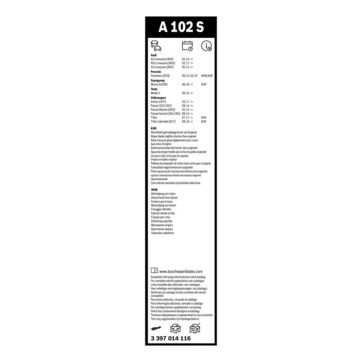Aerotwin Ön Silecek Takımı 650/475 MM Tesla Model Y, Tesla Model 3, VW Passat B8... İçin (2018-) - BOSCH 3397014116
