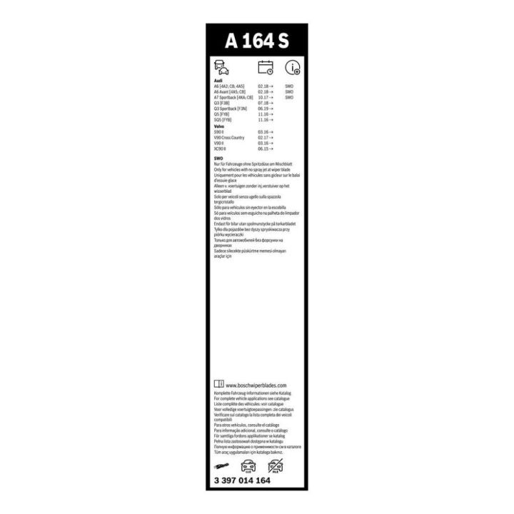 Bosch Aerotwin Ön Silecek Seti 625-500MM Audi A6 A7 Q5 Q7 Q3 Volvo S90II V90II XC90II İçin (2018-) - Bosch 3397014164