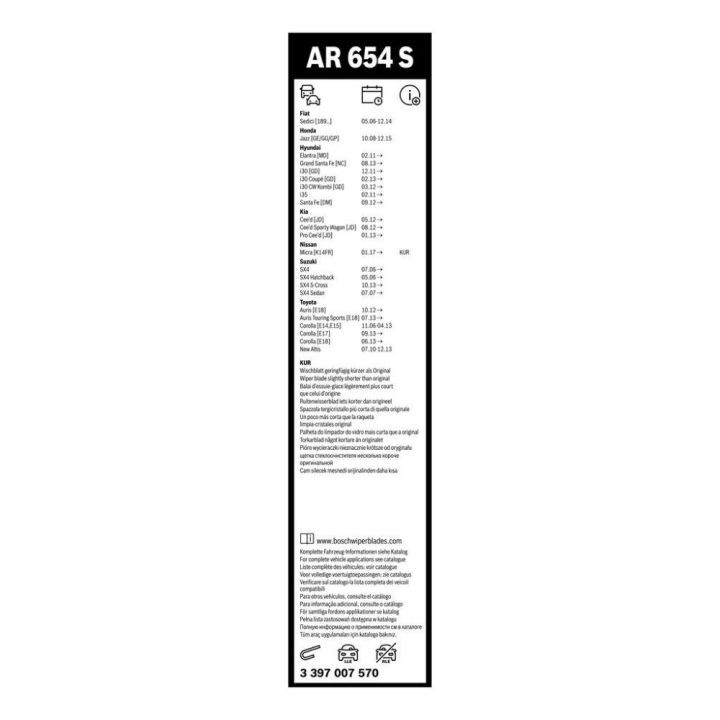 Bosch Aerotwin Ön Silecek Seti 650-340MM i30 Ceed Elantra Santa Fe Corolla Auris SX4 Micra İçin (2007-2016) - Bosch 3397007570