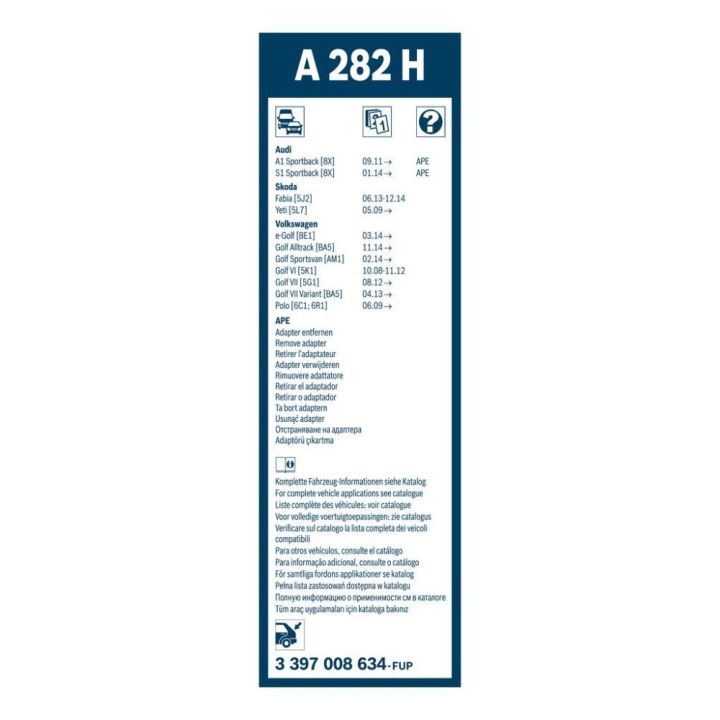 Arka Silecek Süpürgesi Aerotwin 280 MM VW Golf Polo Tiguan MB GLC Audi A1 (2010-) Uyumlu - BOSCH 3397008634