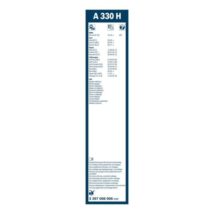 Aerotwin Arka Silecek Süpürgesi 330 MM VW Polo 1.2 1.4 Golf V 1.9TDI Muz Tipi - BOSCH 3397008006