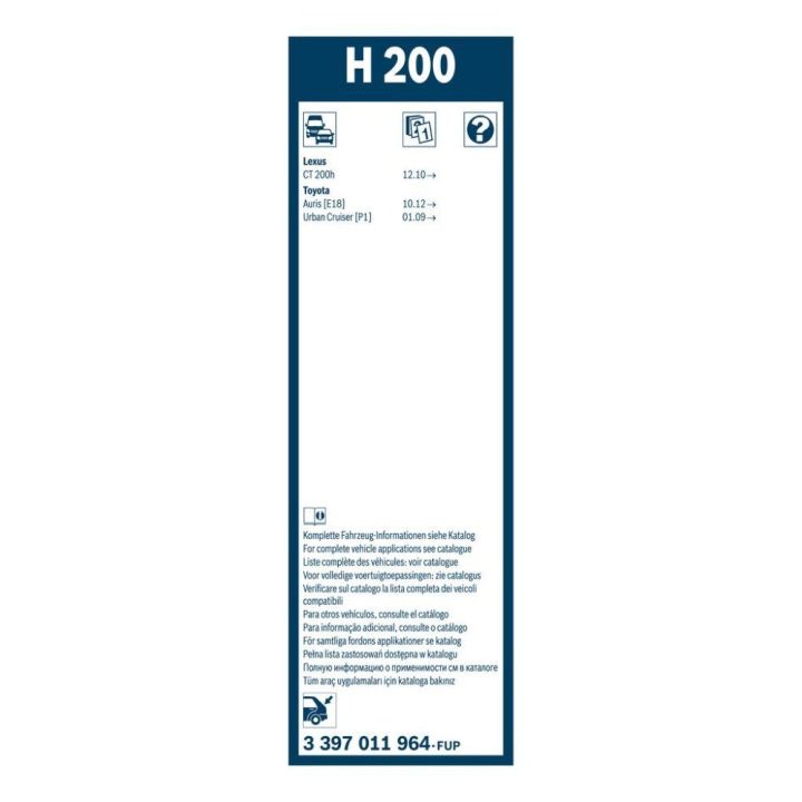 Arka Cam Sileceği Plastik 200mm Toyota Auris İçin (2012-) - BOSCH 3397011964
