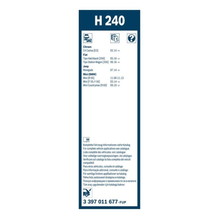 Arka Cam Sileceği Plastik 240mm Mini Cooper One İçin (2006-2013) - BOSCH 3397011677