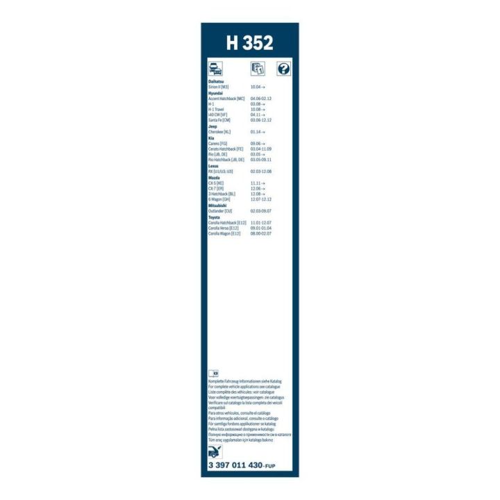 Arka Plastik Twin Silecek Süpürgesi 350 Mm Accent Tucson Rio Corolla C-HR CX-5 Outlander İçin - Bosch 3397011430
