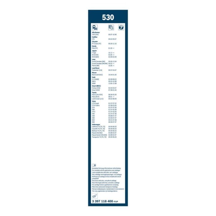 Twin Silecek Seti 530/530 Mm Clio II ve Samara İçin (1984-) - Bosch 3397118400
