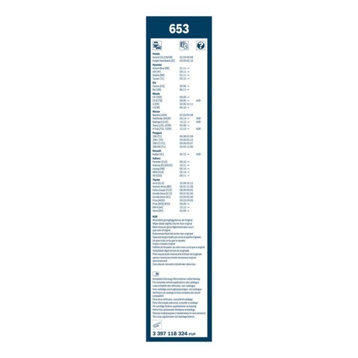 Twin Silecek Seti 650/400 MM Peugeot 206 İçin (1998-2009) - BOSCH 3397118324
