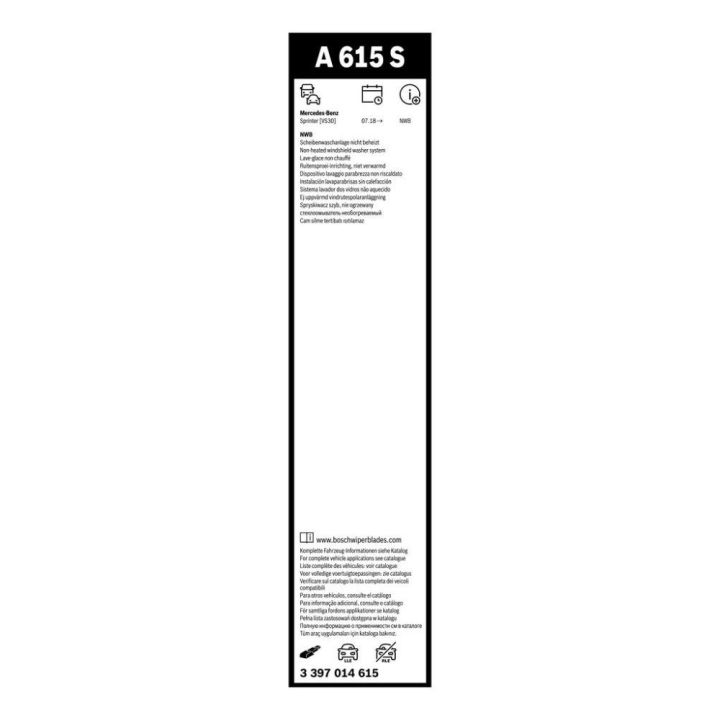 Aerotwin Silecek Süpürgesi Seti 650-600mm MB Sprinter B907 B910 İçin (2018-) - BOSCH 3397014615