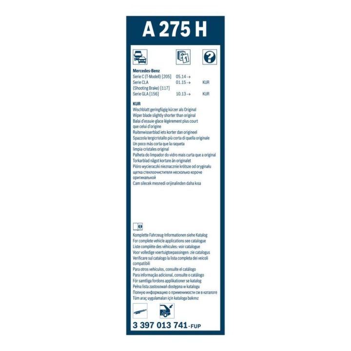 Arka Tekli Silecek Süpürgesi 265mm Çeşitli Araç Modelleri İçin - BOSCH 3397013741