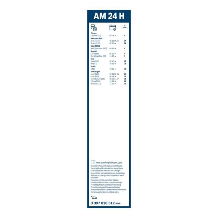 Silecek Süpürgesi Arka Tekli Aerotwin 240mm DS4, Peugeot 308 III, MB A Serisi W177 İçin (2021-) - BOSCH 3397016512
