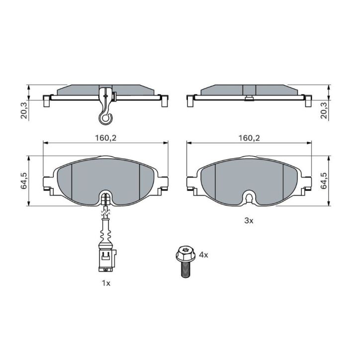 Ön Fren Balatası Vw Golf VII Audi A3 Seat Leon Skoda Octavia (2012-) - Bosch 0986494660