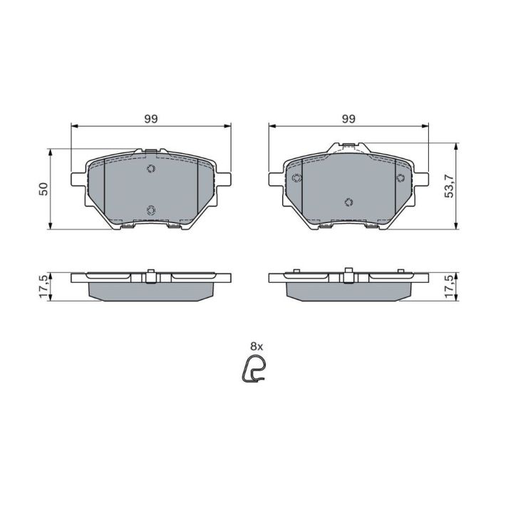 Arka Fren Balatası Peugeot 308 ve Citroen C4 Picasso (2013-) - Bosch 0986494716