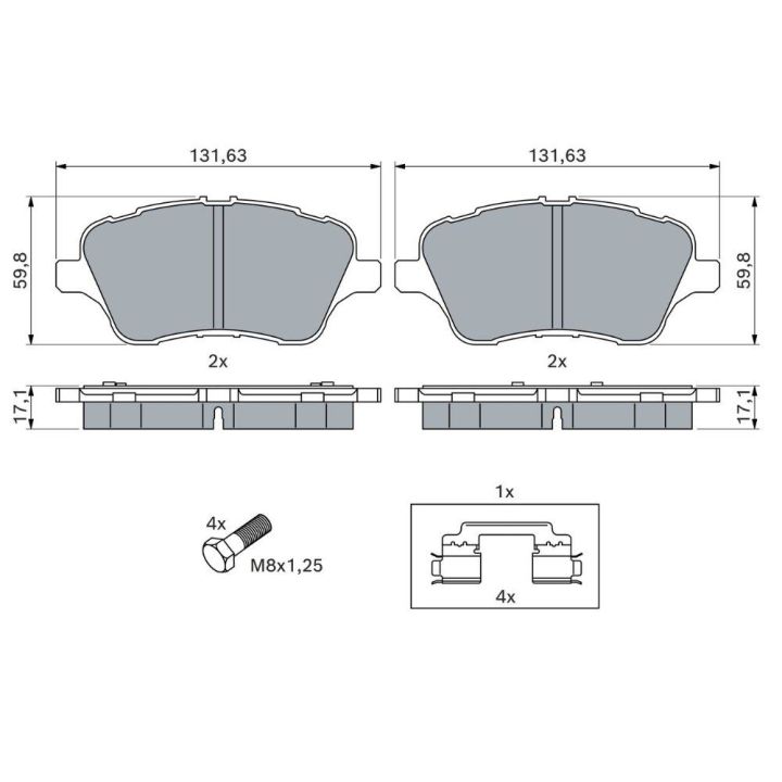 Ön Fren Balatası Ford Transit Courier Fiesta B-Max İçin (2012-2023) - Bosch 0986494792