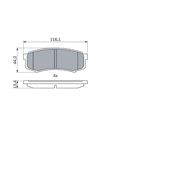 FREN BALATASI ARKA - [WVA 21947] - [ 116,2X44X15,2 MM ] PAJERO 3.2 DI-D 200609 - ; PAJERO 3.8 200609 - ; PAJERO 3.2 DI-D 200907 