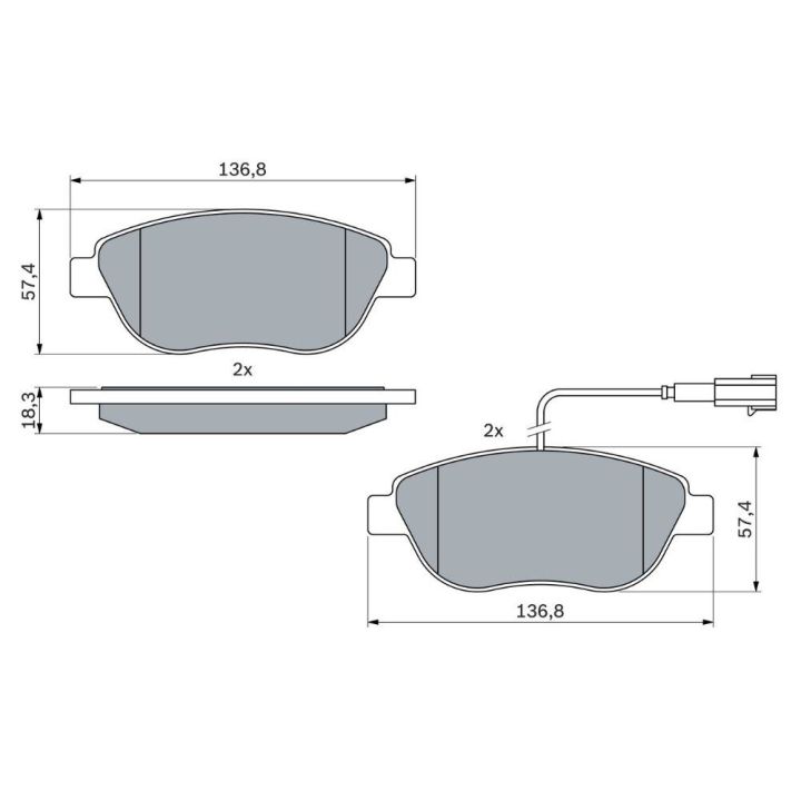 Ön Fren Balatası Fiat Linea Grande Punto Doblo Fiorino Qubo (2008-) - Bosch 0986494464