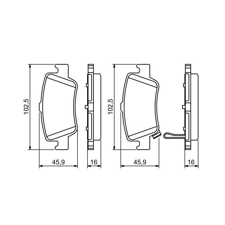 Arka Fren Balatası Toyota Auris Corolla 1.33 1.4 1.6 (2007-) - Bosch 0986494182