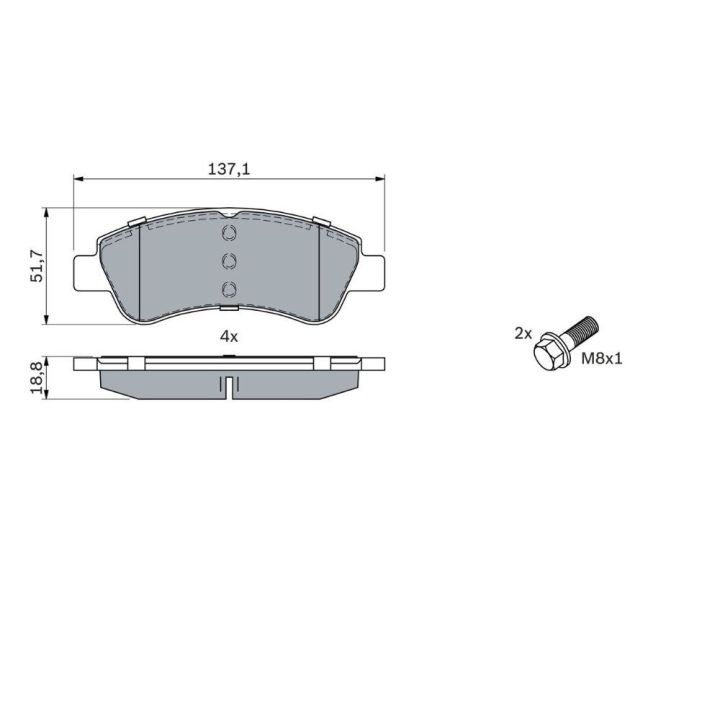 Ön Disk Fren Balatası Peugeot Partner Citroen Berlingo 207 Fiat Ducato İçin (2002-) - Bosch 0986494027