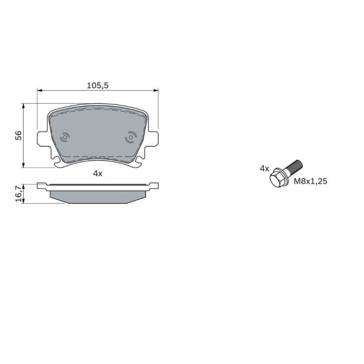 Arka Disk Fren Balatası Audi A3 A4 VW Golf Jetta Skoda Octavia İçin (2003-) - Bosch 0986494053