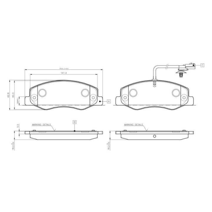 Arka Disk Fren Balatası WVA 25172 (163,7x62,8x18,2mm) - Bosch 0986TB3132