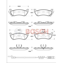 Arka Disk Fren Balatası İkaz Kablolu WVA 23192 (140,3x61x16,6mm) - Bosch 0986TB2783