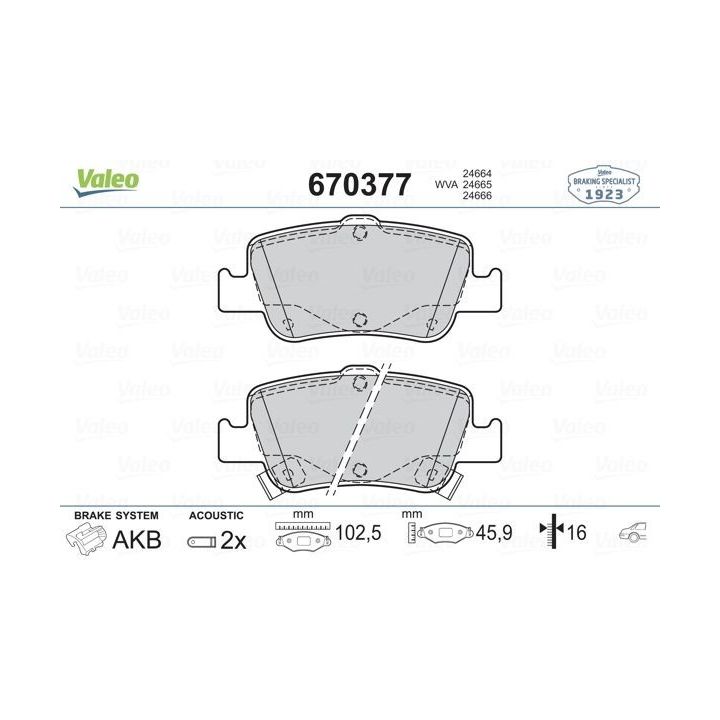 Valeo 670377 Arka Fren Balatası - Toyota Corolla, Auris (Akebono)