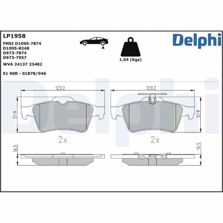 Arka Fren Balatası 123mm Vectra C Focus 508 (2010-) - Delphi LP1958
