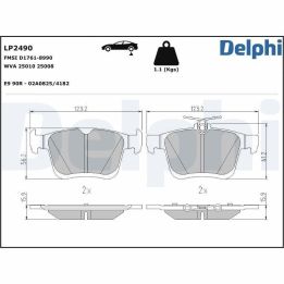 Arka Fren Balatası 123mm Golf VI-VII Audi A3 Seat Ateca Leon (2012-) - Delphi LP2490