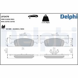 Ön Fren Balatası 140mm Clio IV Twingo III Dacia Logan (2012-) - Delphi LP2479