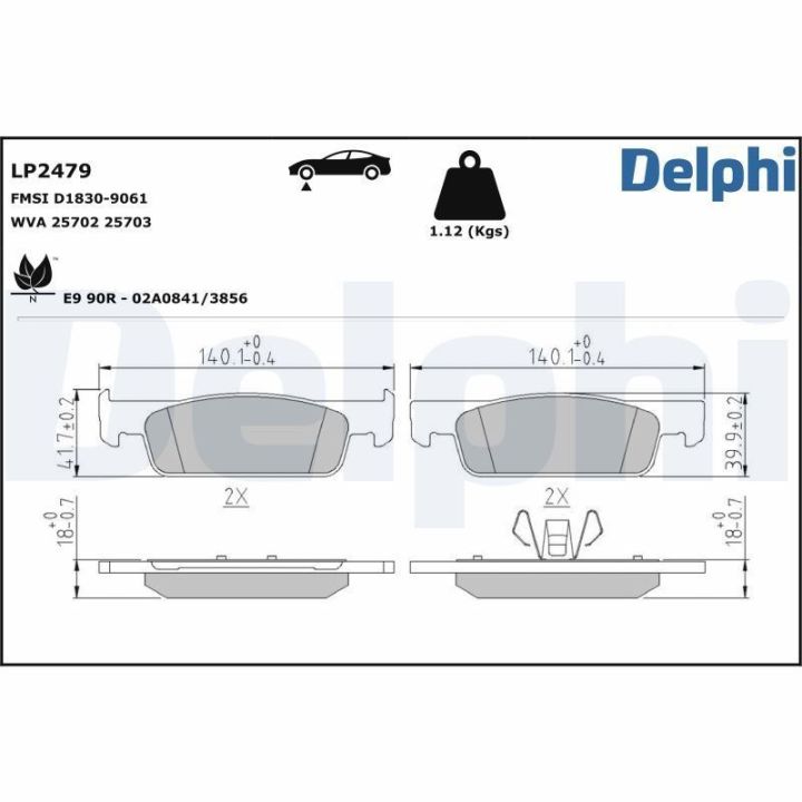 Ön Fren Balatası 140mm Clio IV Twingo III Dacia Logan (2012-) - Delphi LP2479