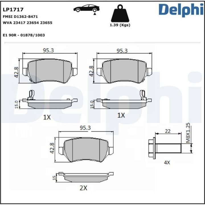 Arka Fren Balatası Opel Astra F-G-H Combo Meriva A-B Zafira A-B Peugeot Partner - Delphi LP1717