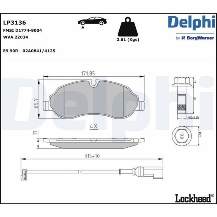 Arka Çift Teker Ön Fren Balatası Ford Transit (2014-) - DELPHİ LP3136