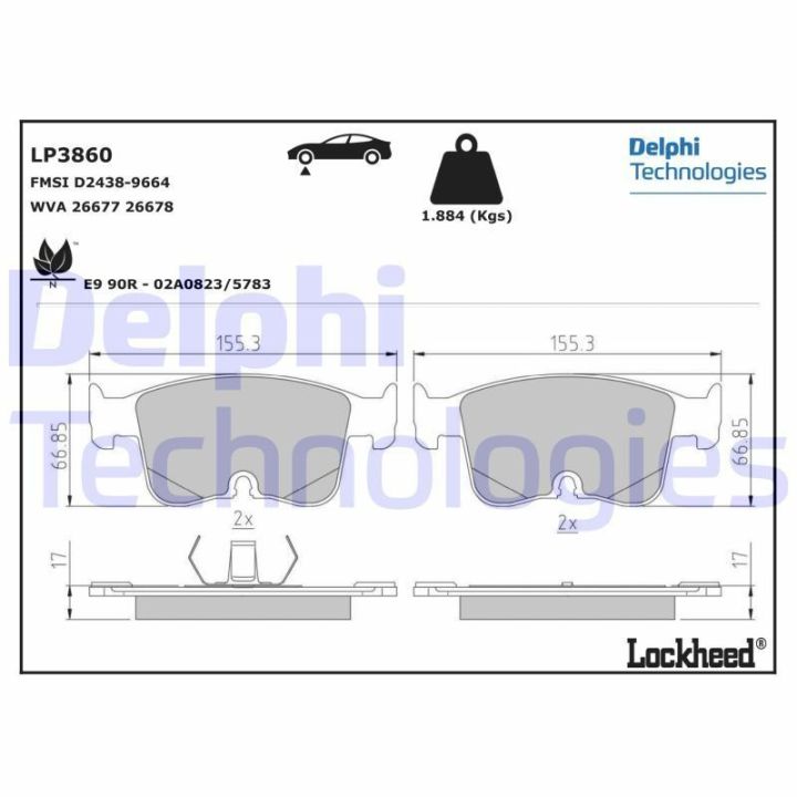 Ön Fren Balatası Audi A3 VW Caddy Golf İçin (2019-) - DELPHİ LP3860