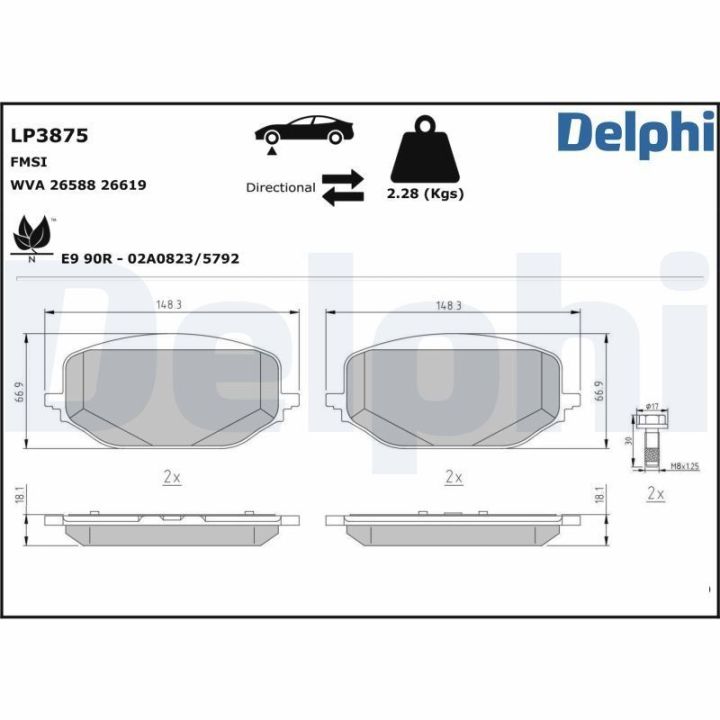 Ön Fren Balatası Citroen C5 DS4 DS7 Opel Astra Combo Peugeot 308 (2017-) - DELPHİ LP3875