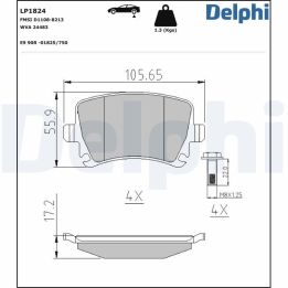 Arka Fren Balatası VW Caddy III Golf V Jetta Passat Audi A3 Skoda Octavia İçin - Delphi LP1824