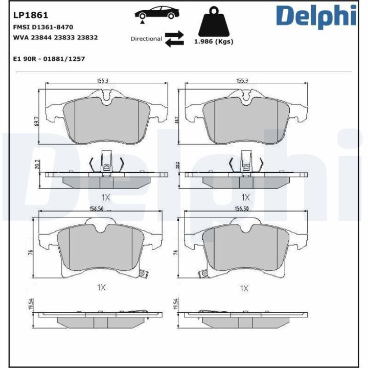 Ön Fren Balatası Opel Astra H İçin (2004-) - Delphi LP1861