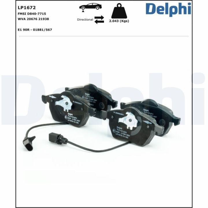 Ön Fişli Fren Balatası Audi A6 1.9 TDI İçin (1997-2001) - DELPHİ LP1672