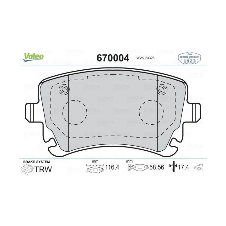 Arka Disk Fren Balatası Audi Volkswagen A4 A6 A8 Phaeton İçin (2003-) - VALEO 670004