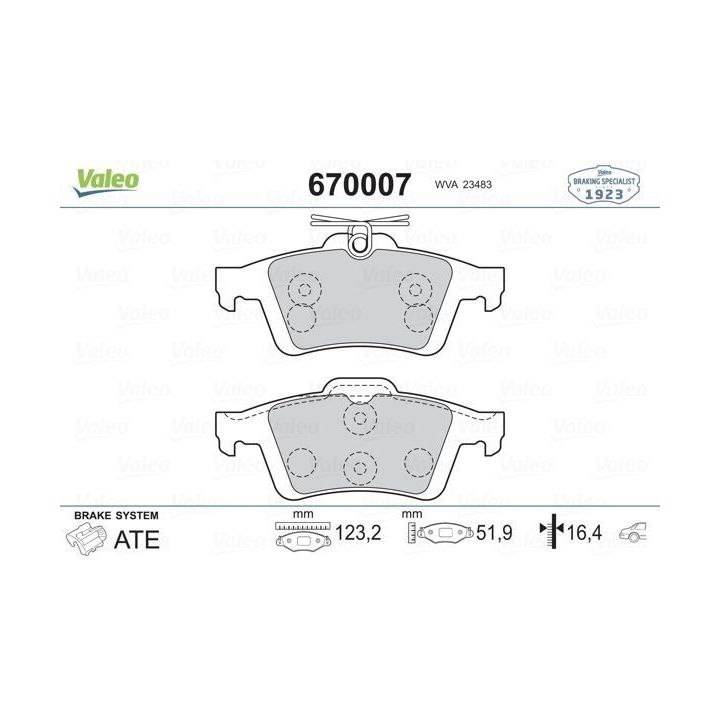 Arka Disk Fren Balatası Ford Focus Opel Vectra Renault Laguna İçin (2005-) - VALEO 670007