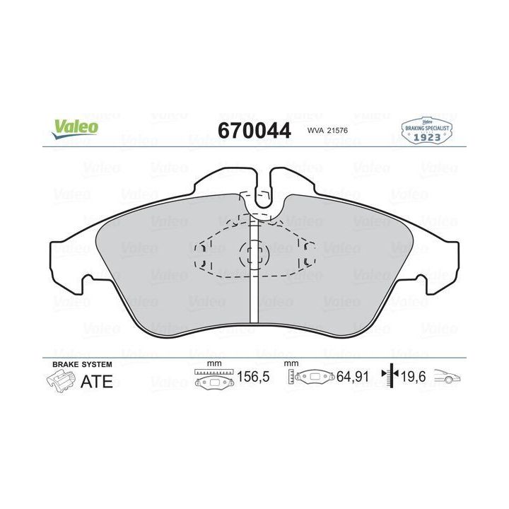 Mercedes Sprinter Vito VW LT Ön Fren Balatası (1996-2006) - VALEO 670044