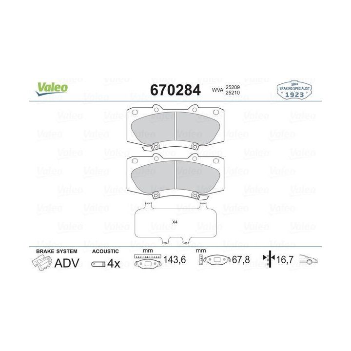 Ön Disk Fren Balatası Toyota Hilux III 2.5 3.0 D-4D (2007-) - Valeo 670284